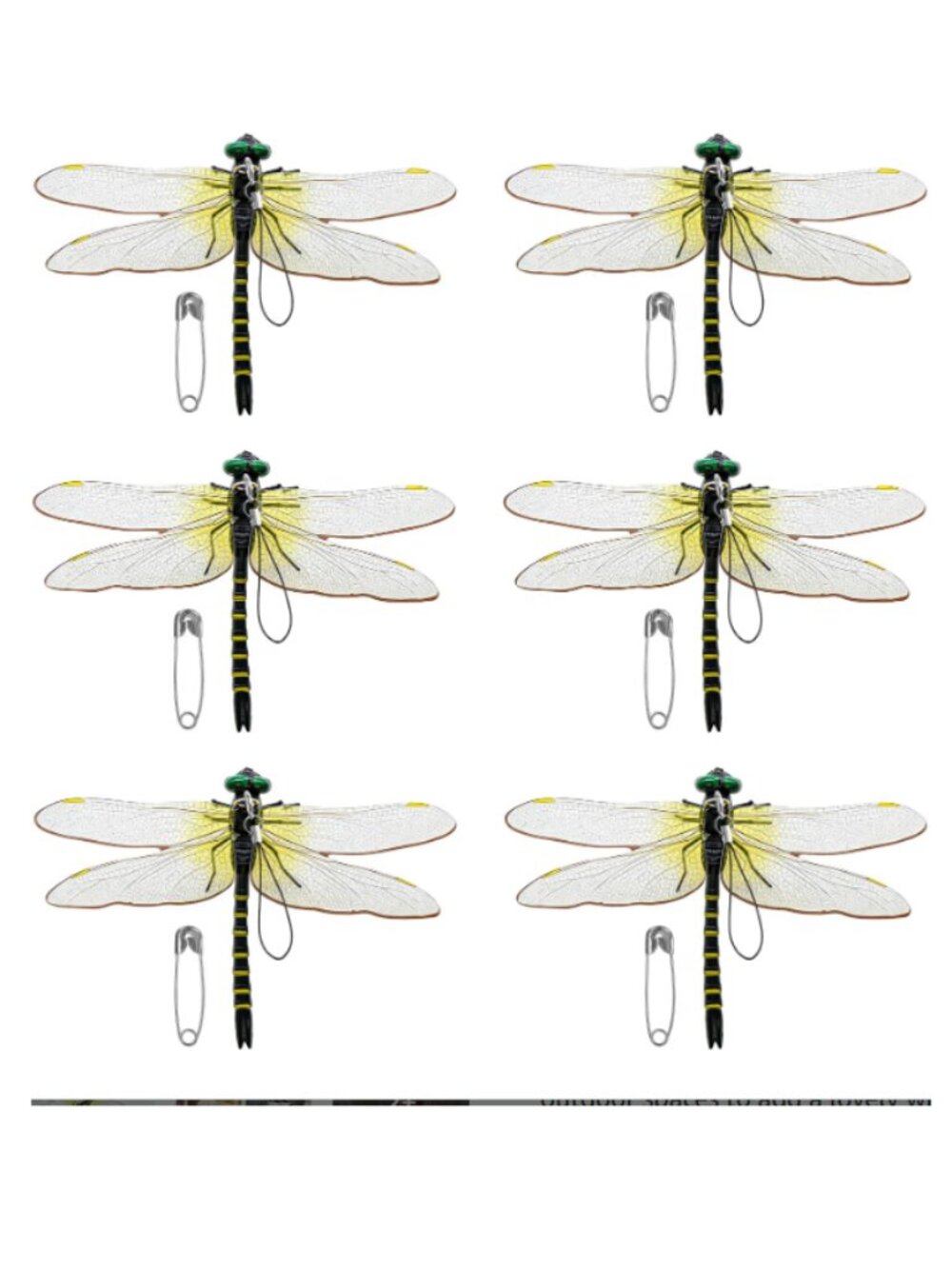 6 Pack Dragonfly Clips, Lifelike Dragonfly Ornaments Outdoor Yard Garden Stakes